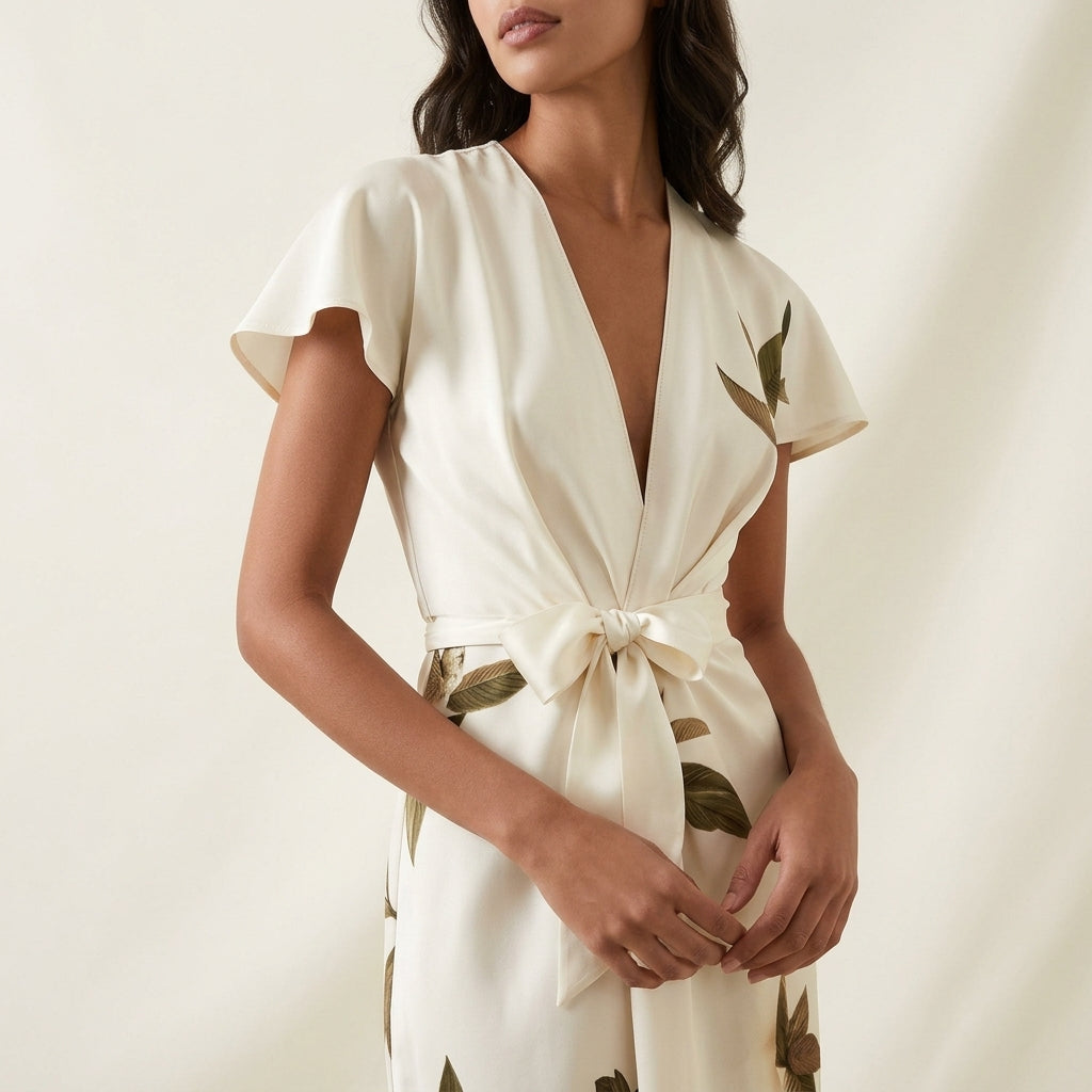 Women's Inaya Silk Wrap Dress in White | Invictora.com