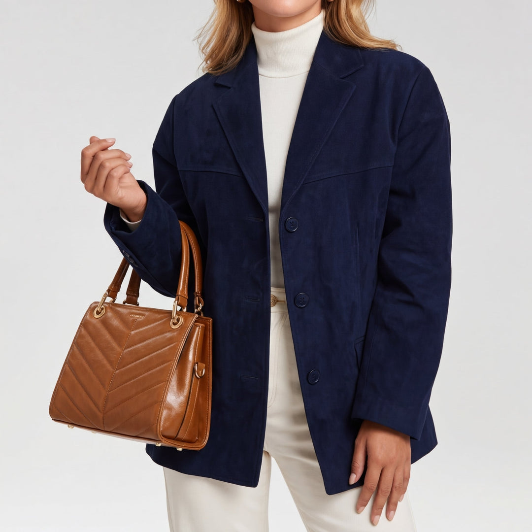 Women's Avery Wool Blend Overcoat in Brown | Invictora.com