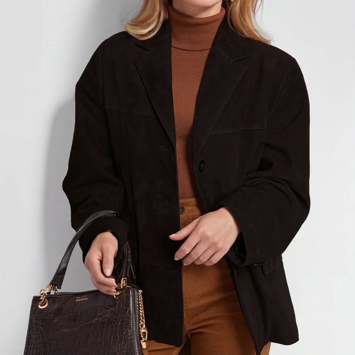 Women's Avery Wool Blend Overcoat in Brown | Invictora.com