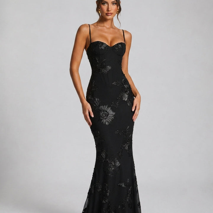 Women's Isla Floral Maxi Dress in Champagne | Invictora.com