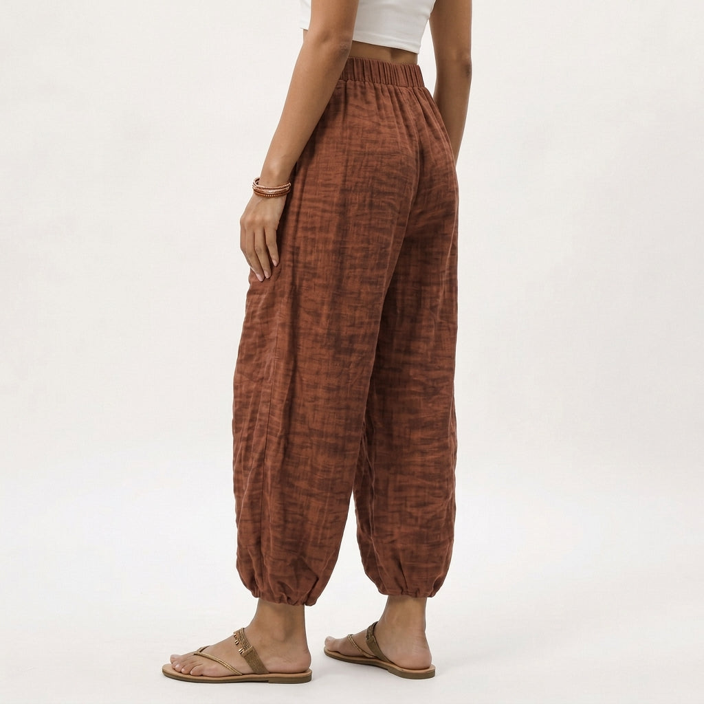 Women's Elara Linen Pants in Brown | Invictora.com