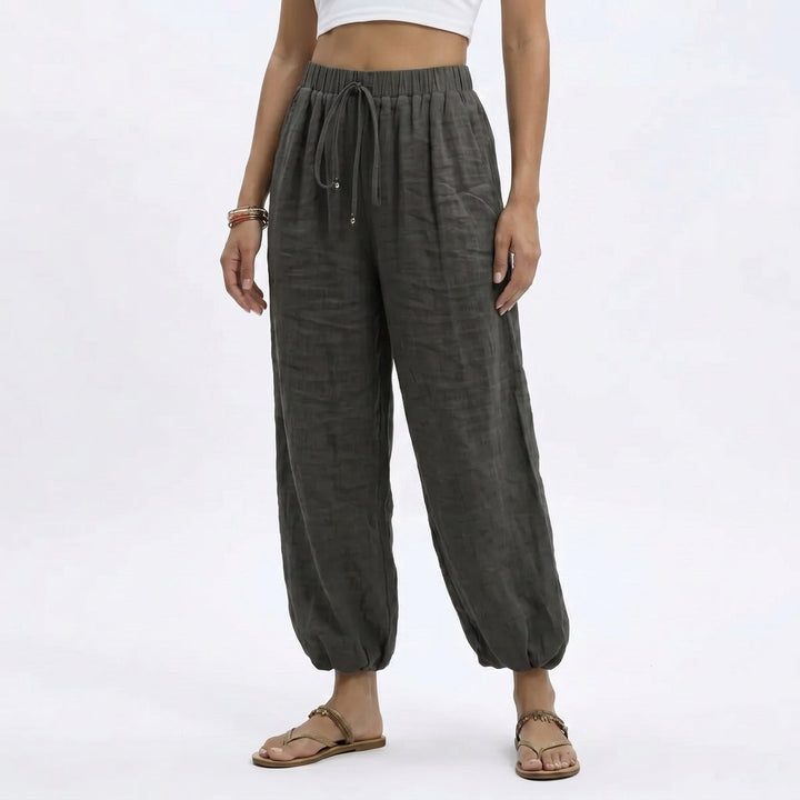Women's Elara Linen Pants in Yellow | Invictora.com
