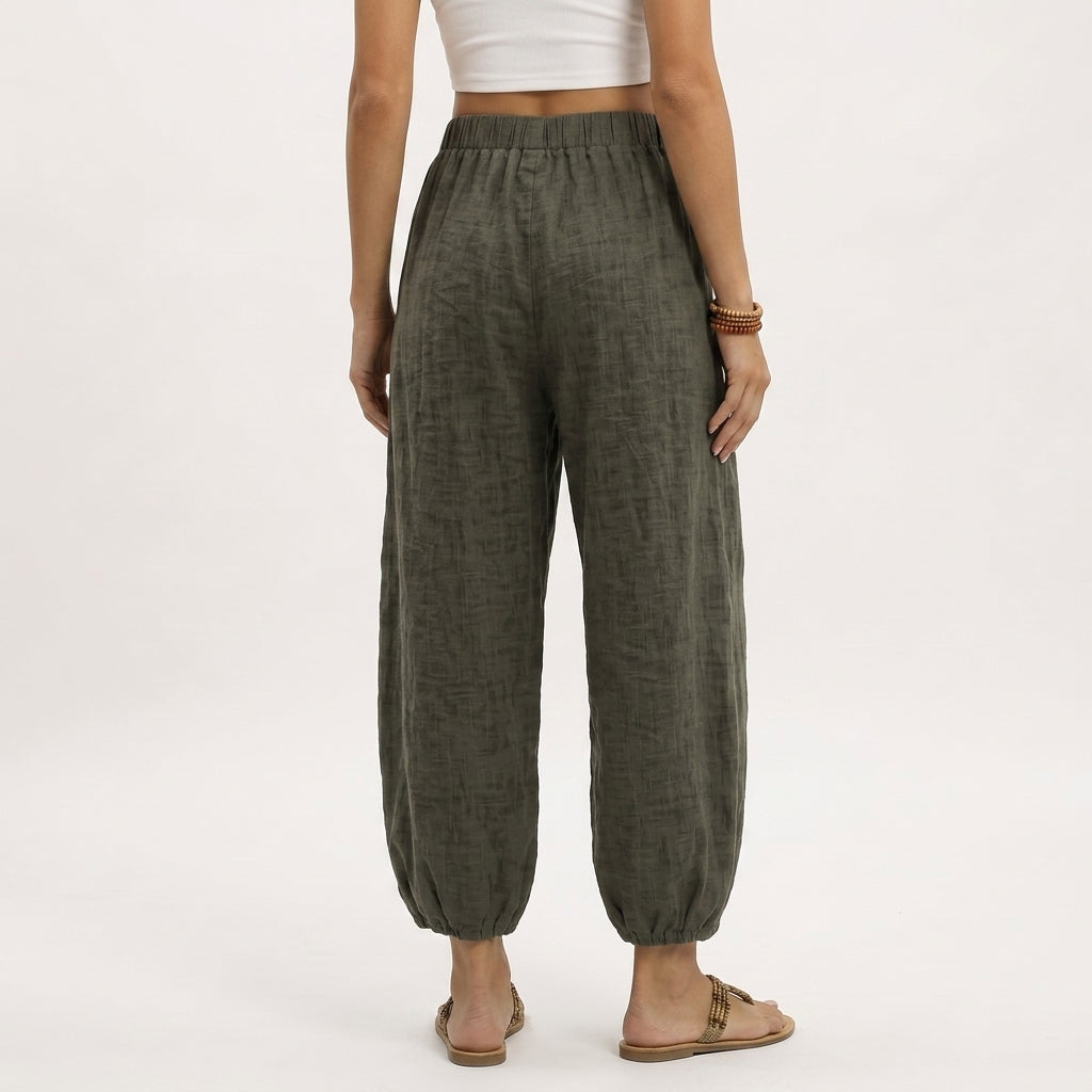 Women's Elara Linen Pants in Brown | Invictora.com