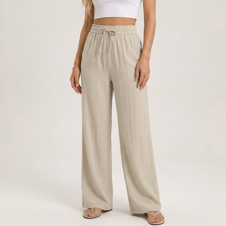 Women's Marisol Linen Wide-Leg Pants in Green | Invictora.com