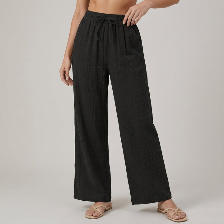 Women's Marisol Linen Wide-Leg Pants in Green | Invictora.com