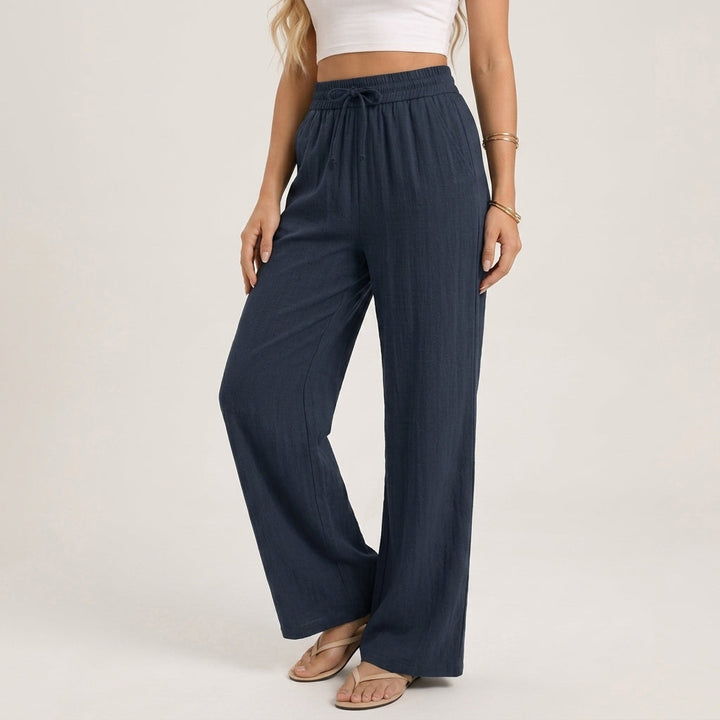 Women's Marisol Linen Wide-Leg Pants in Green | Invictora.com