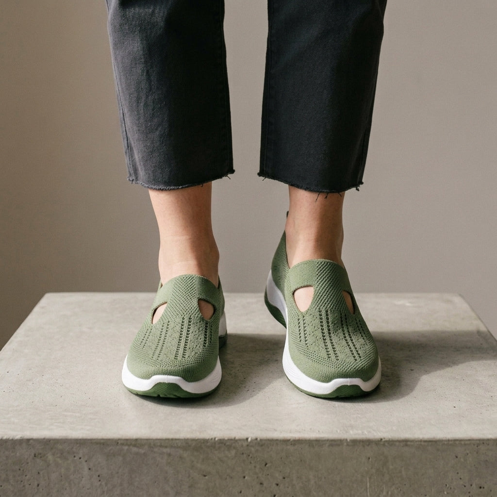 Women's Vienna Orthopedic Knit Sneakers in Army Green | Invictora.com