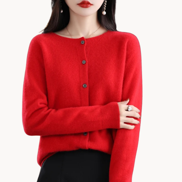 Women's Cropped Merino Wool Crew-Neck Cardigan