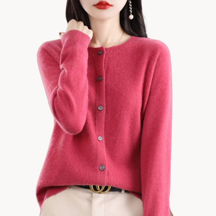 Women's Cropped Merino Wool Crew-Neck Cardigan