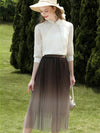 Women's Ombre Tulle Midi Skirt in Brown | Invictora.com