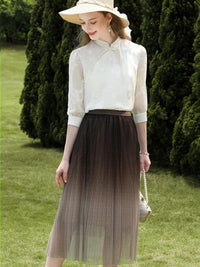 Women's Ombre Tulle Midi Skirt