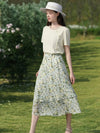 Women's Floral Chiffon Midi Skirt in Green | Invictora.com