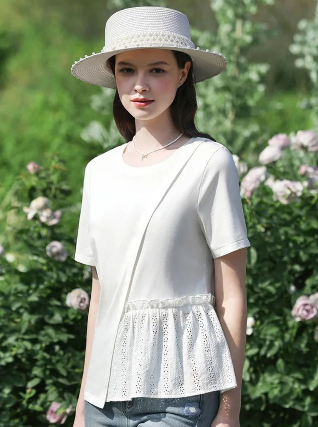 Women's Pleated T-Shirt with Eyelet Details | Invictora.com