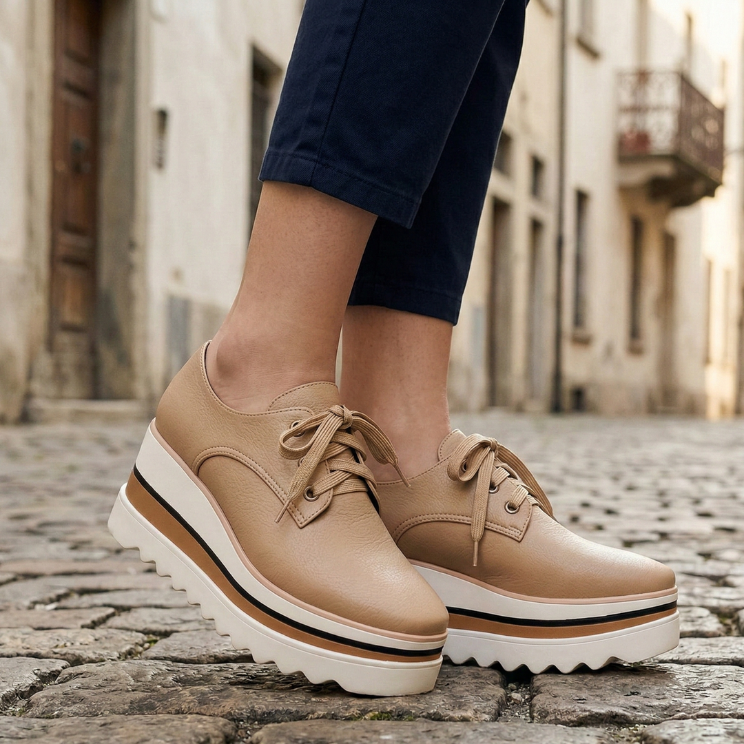 Women's Elara Orthopedic Oxford Shoes in Beige | Invictora.com