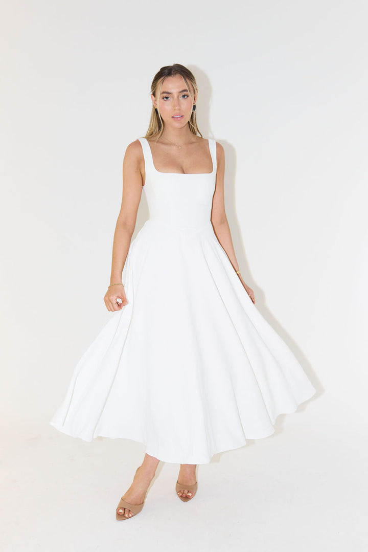 Women's Midi Dress – Square Neck Christmas Party
