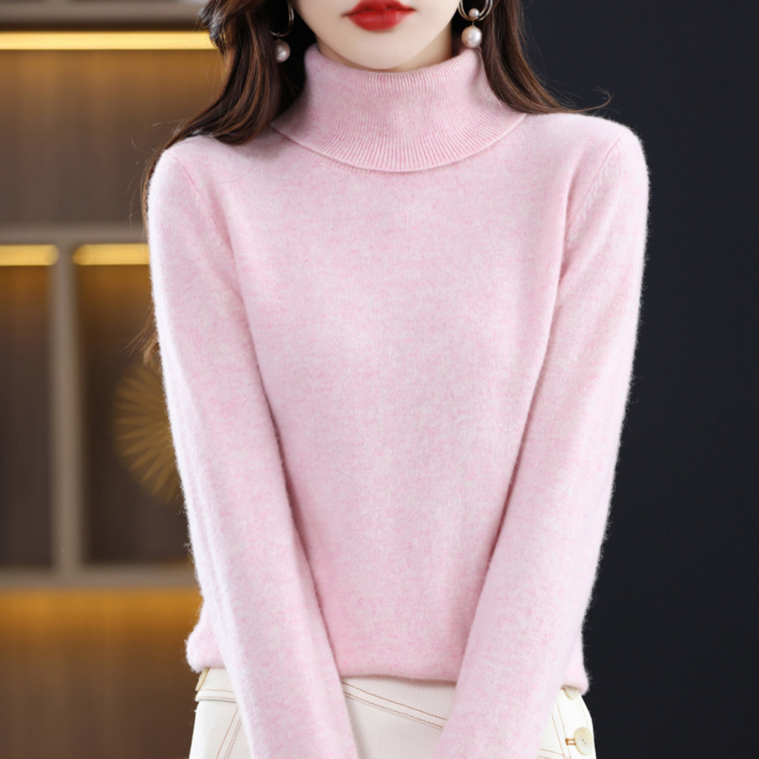 Women's Elena Cashmere Turtleneck in Blue | Invictora.com
