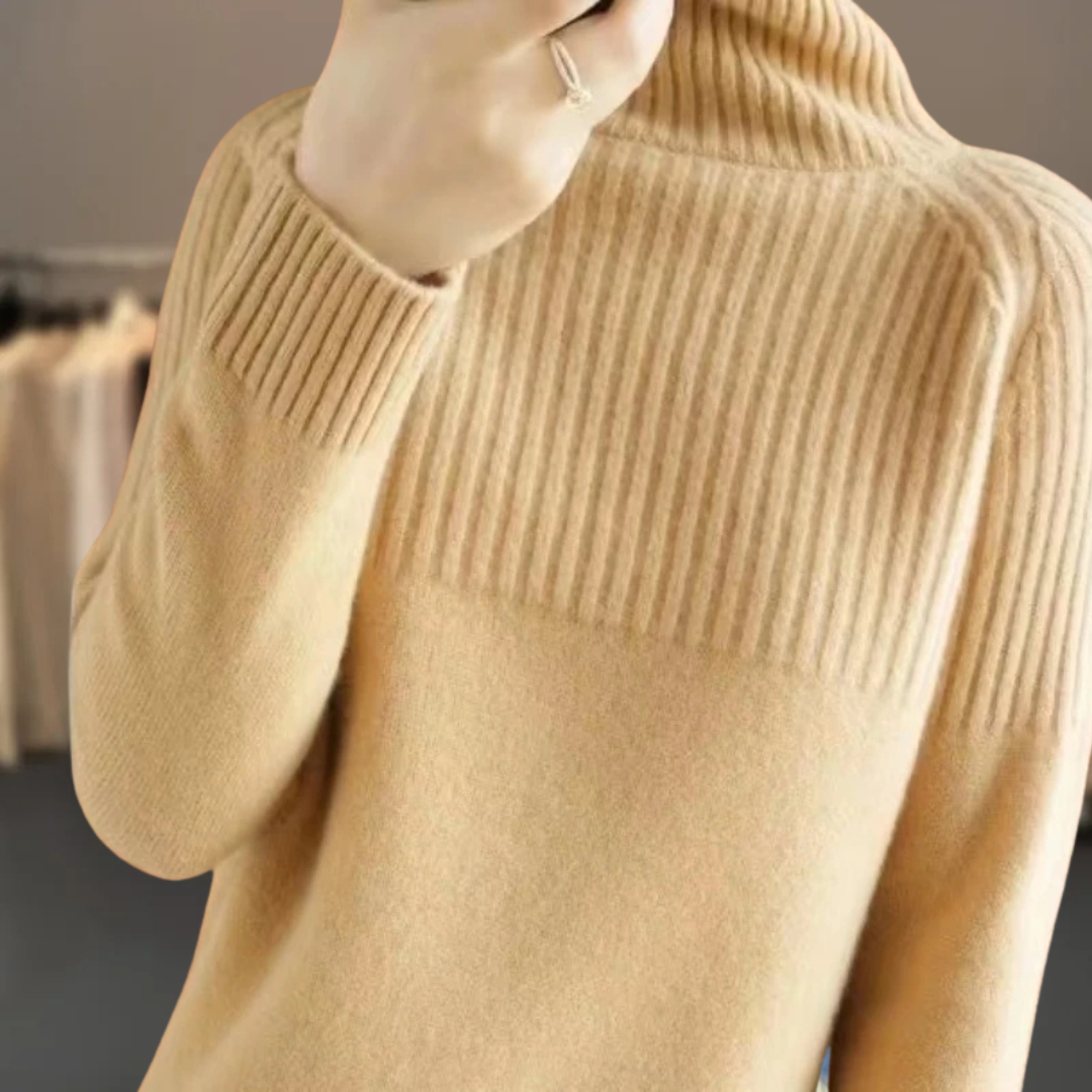 Women's Aria Ribbed Turtleneck in Blue | Invictora.com