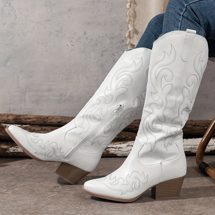Women's Western Boots – Embroidered Knee-High