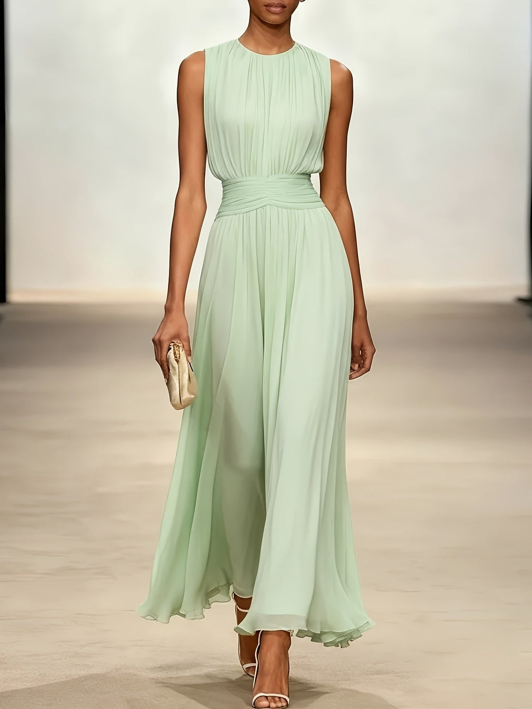 Women's Arabella - Pleated Maxi Wedding Guest Dress With Ruched Waist product image | Invictora.com