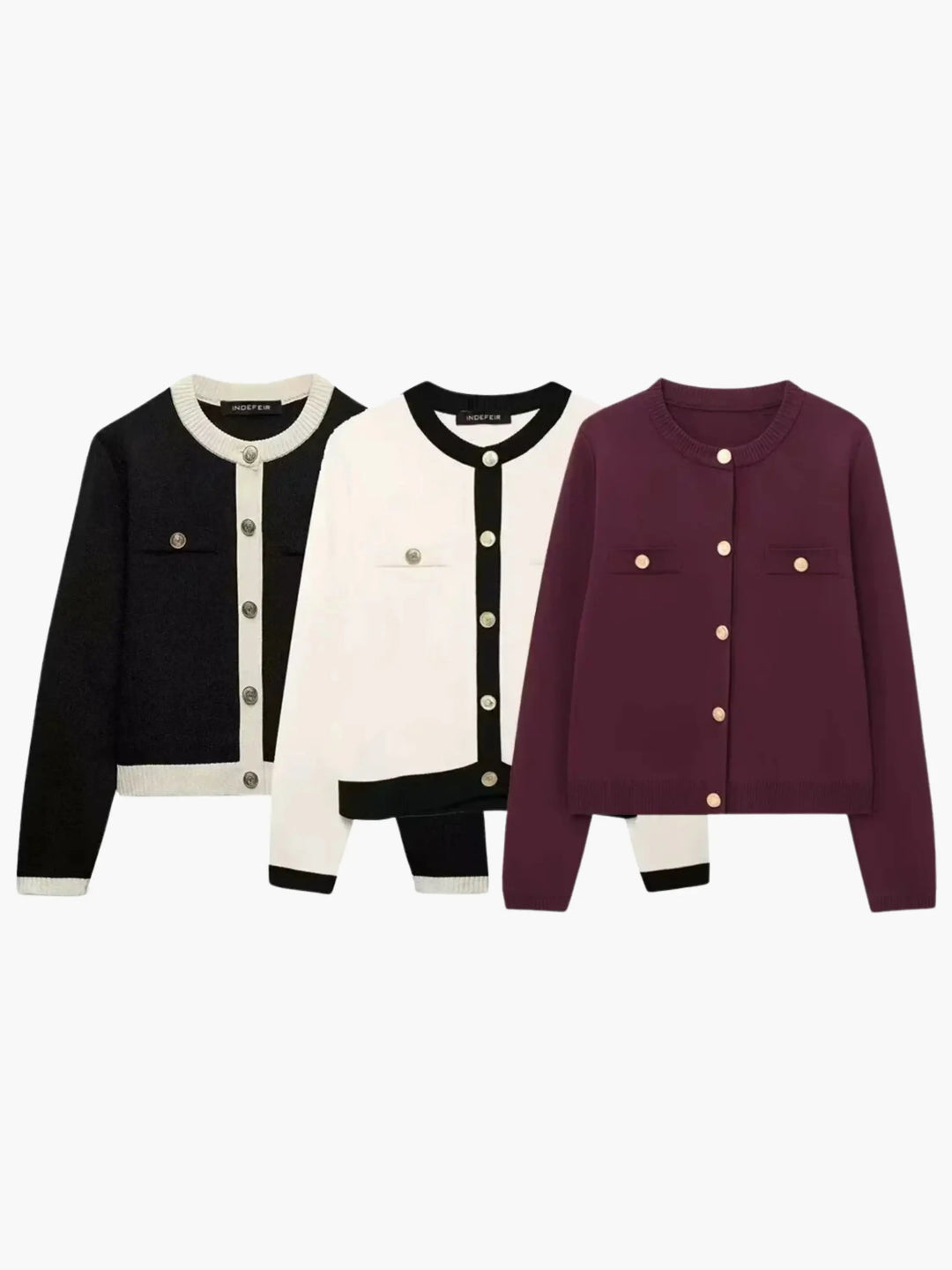 Women's Cardigan – Structured Knit Gold Buttons
