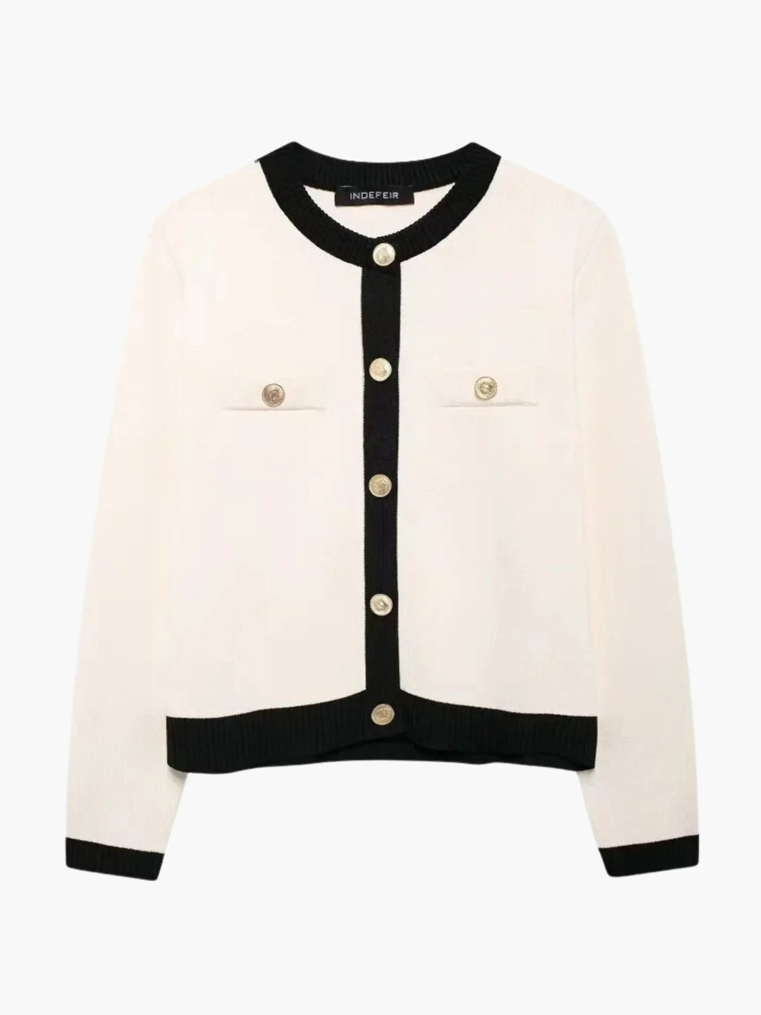 Women's Cardigan – Structured Knit Gold Buttons