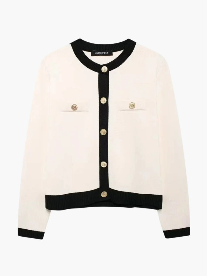 Women's Cardigan – Structured Knit Gold Buttons