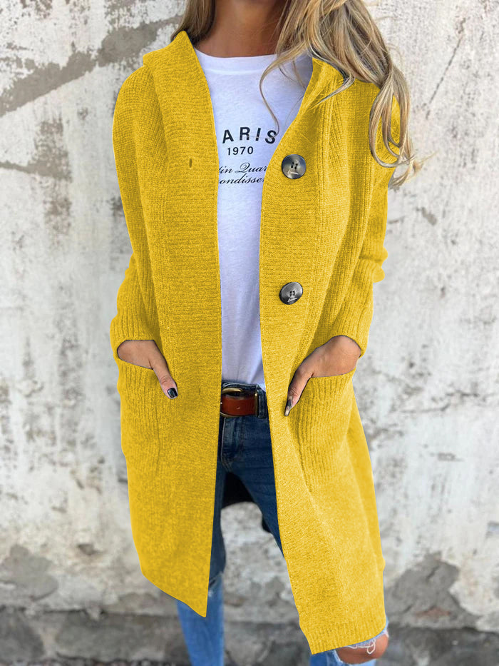 Women's Hooded Longline Knit Cardigan with Pockets