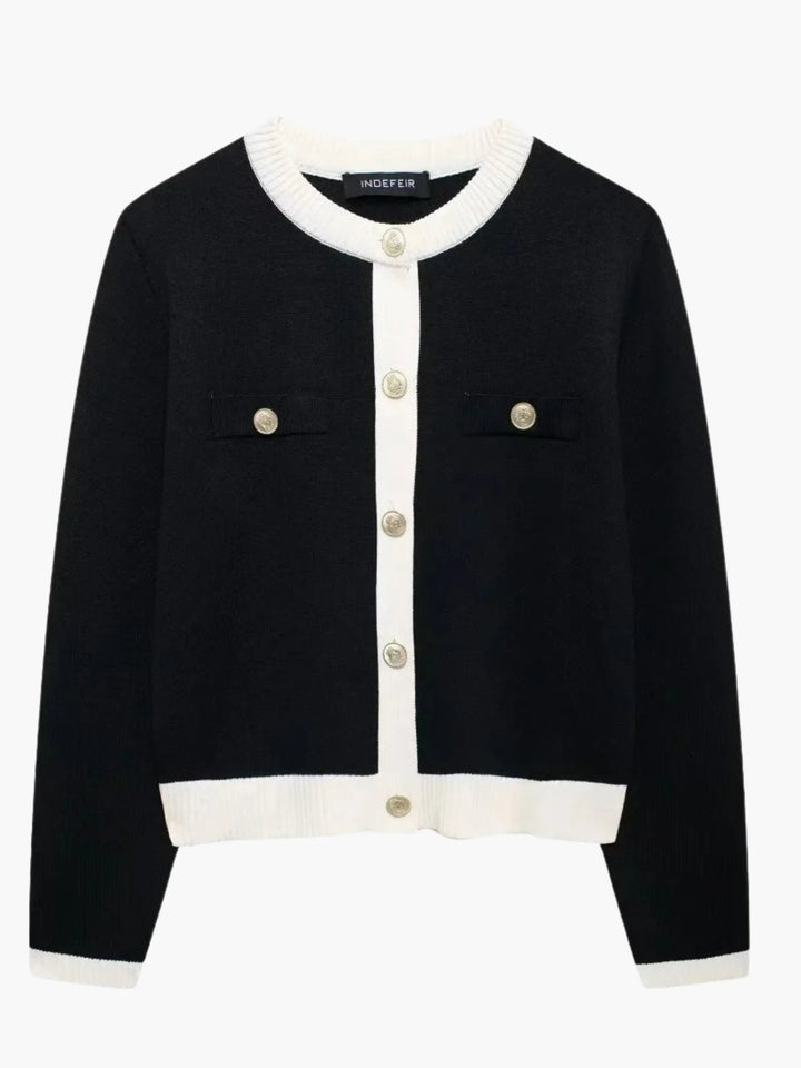 Women's Cardigan – Structured Knit Gold Buttons