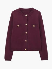 Women's Cardigan – Structured Knit Gold Buttons