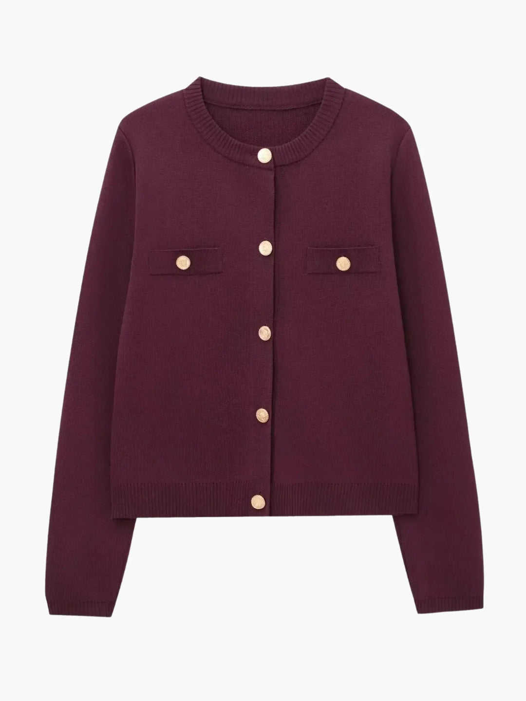 Women's Cardigan – Structured Knit Gold Buttons