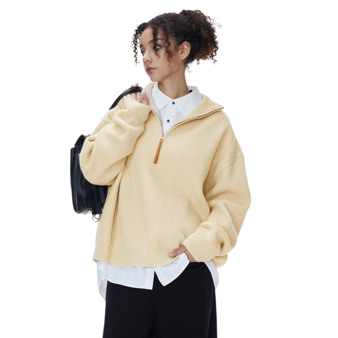Women's Atlas Women's Quarter-Zip in Cream | Invictora.com