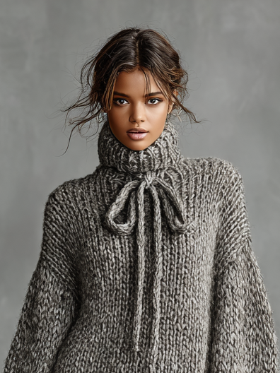 Women's Knitted Dress – Relaxed Roll-Neck Knit