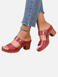Women's Comfort Block Heel Sandals – Quilted Leather Look
