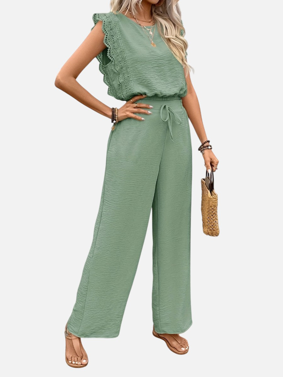 Women's Two Piece Outfit Set – Relaxed Top & Wide Leg Trousers in Rust | Invictora.com