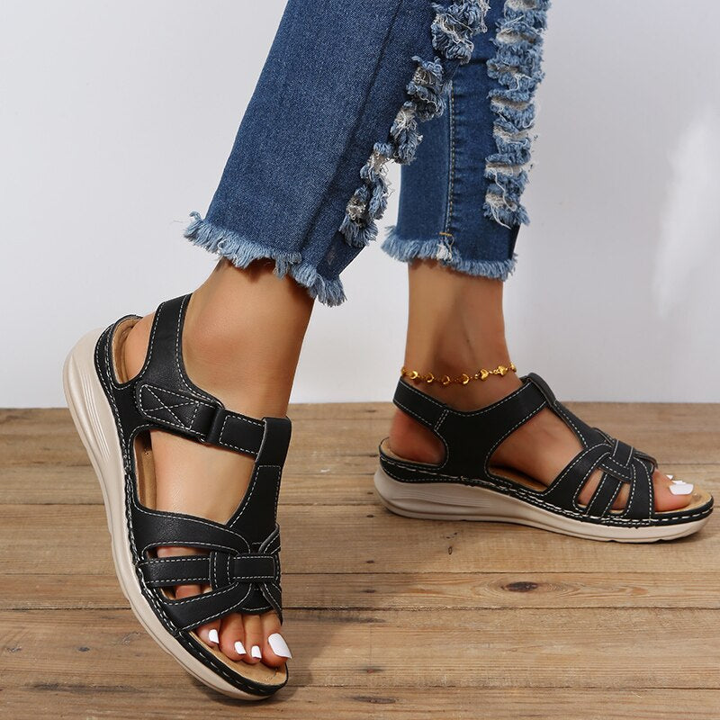 Women's Supportive Walking Sandals – Comfort Fit in Black | Invictora.com