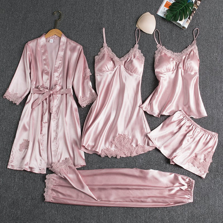 Women's Nightwear Set – 5-Piece Satin Lace