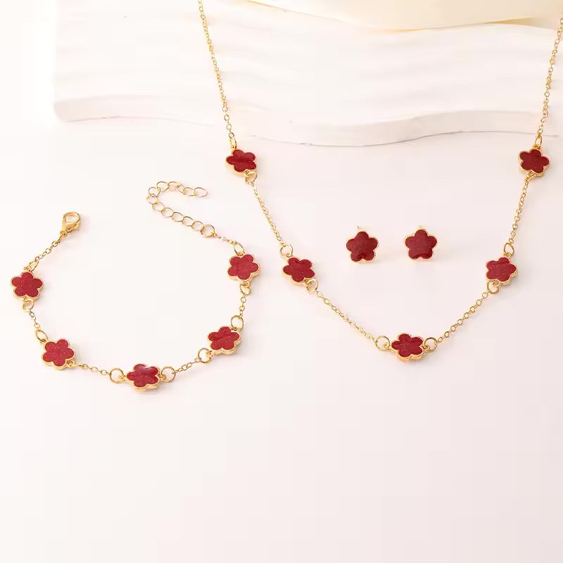 Women's Lucky Five Clover Set in Red | Invictora.com