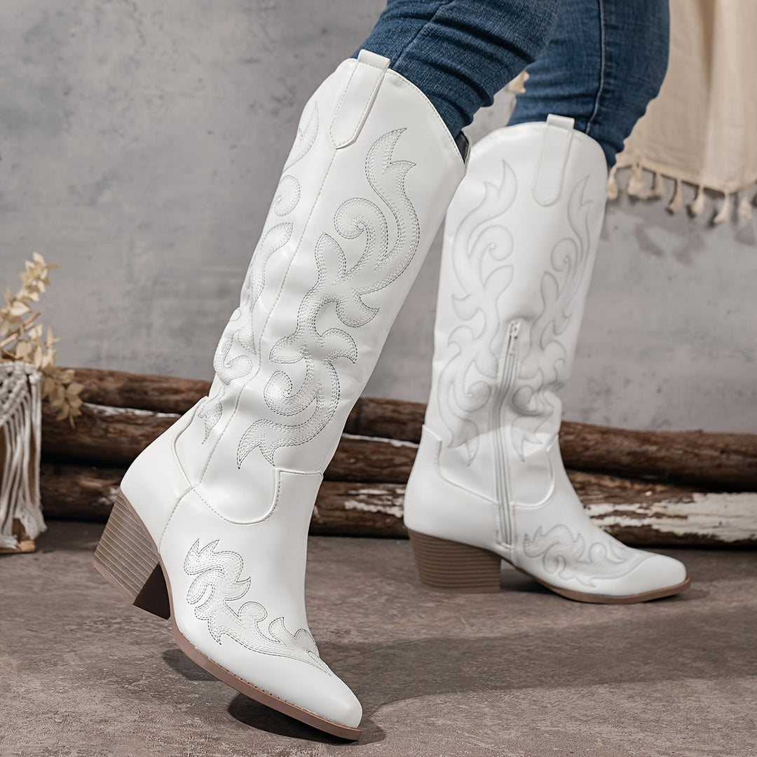 Women's Western Boots – Embroidered Knee-High