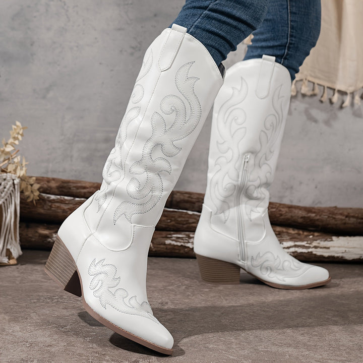 Women's Western Boots – Embroidered Knee-High