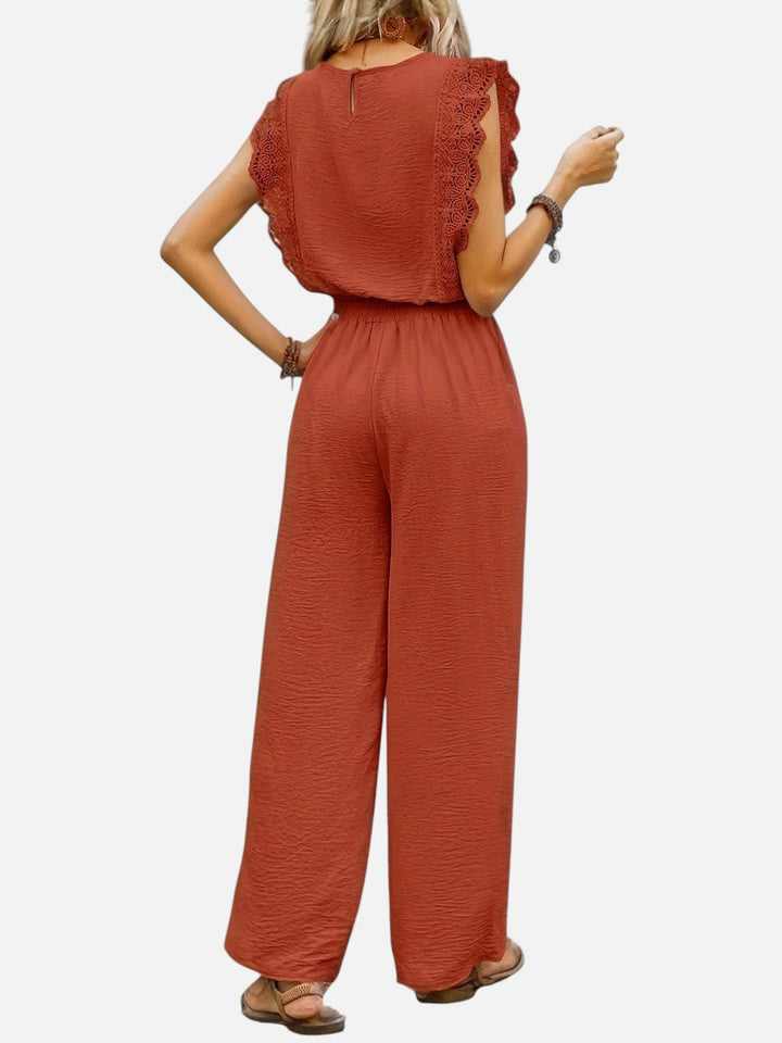 Women's Two Piece Outfit Set – Relaxed Top & Wide Leg Trousers in Rust | Invictora.com