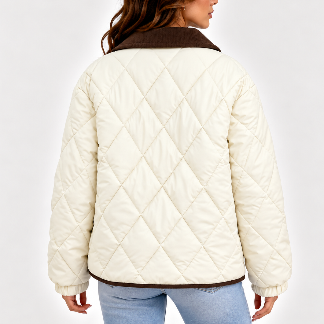 Women's Puffer Jacket – Quilted Corduroy Collar