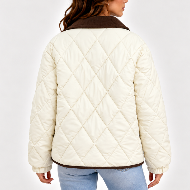 Women's Puffer Jacket – Quilted Corduroy Collar