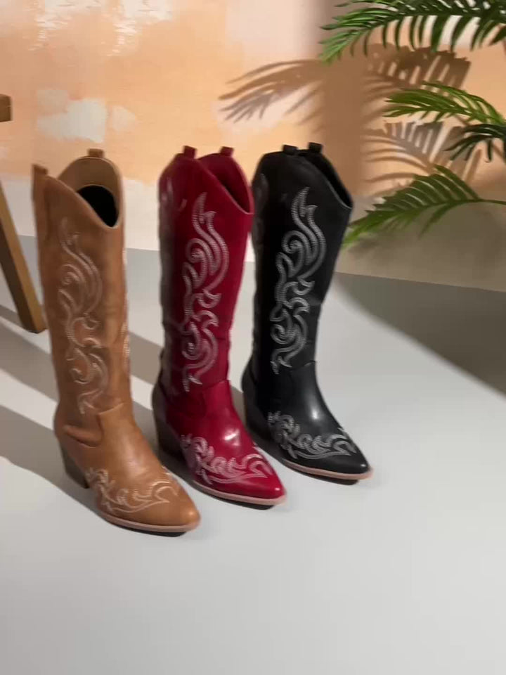 Women's Western Boots – Embroidered Knee-High