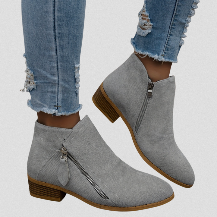 Women's Zip Ankle Boots – All-Day Comfort Fit in Blue | Invictora.com