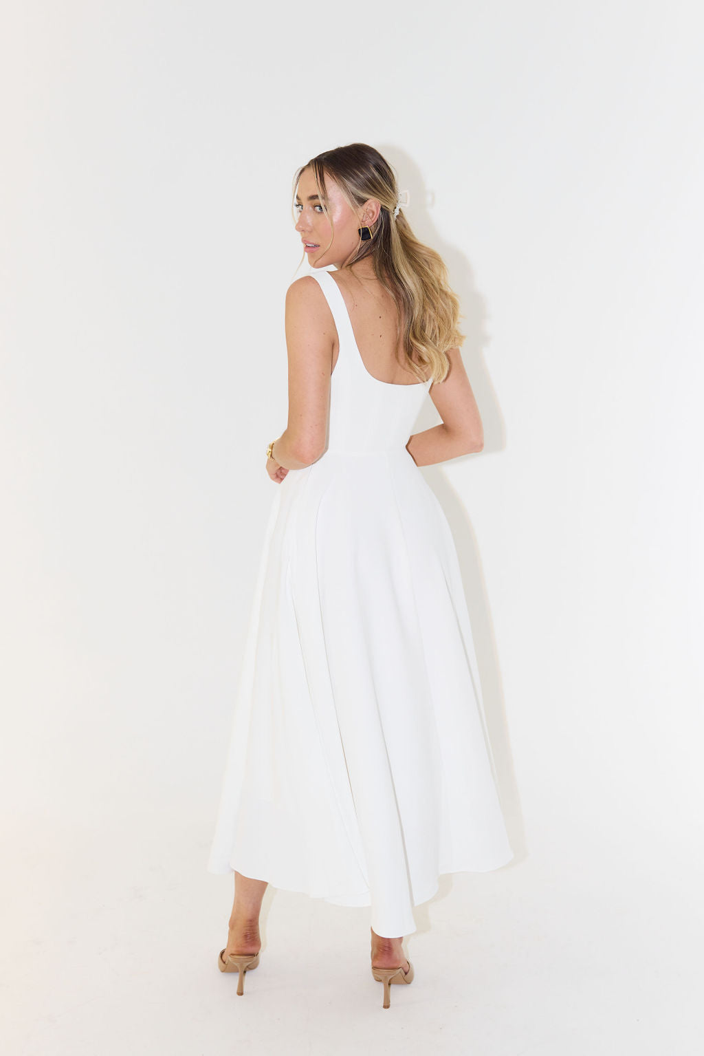 Women's Midi Dress – Square Neck Christmas Party