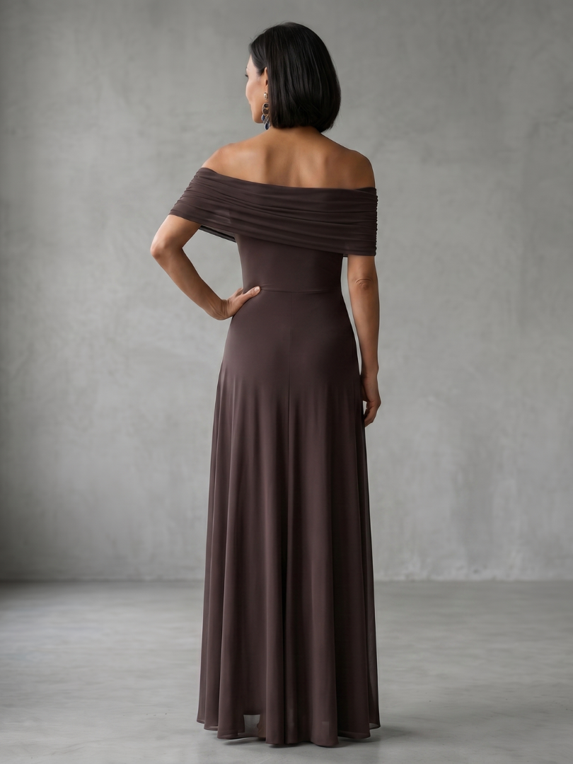 Women's Maxi Dress – Off-Shoulder Fitted
