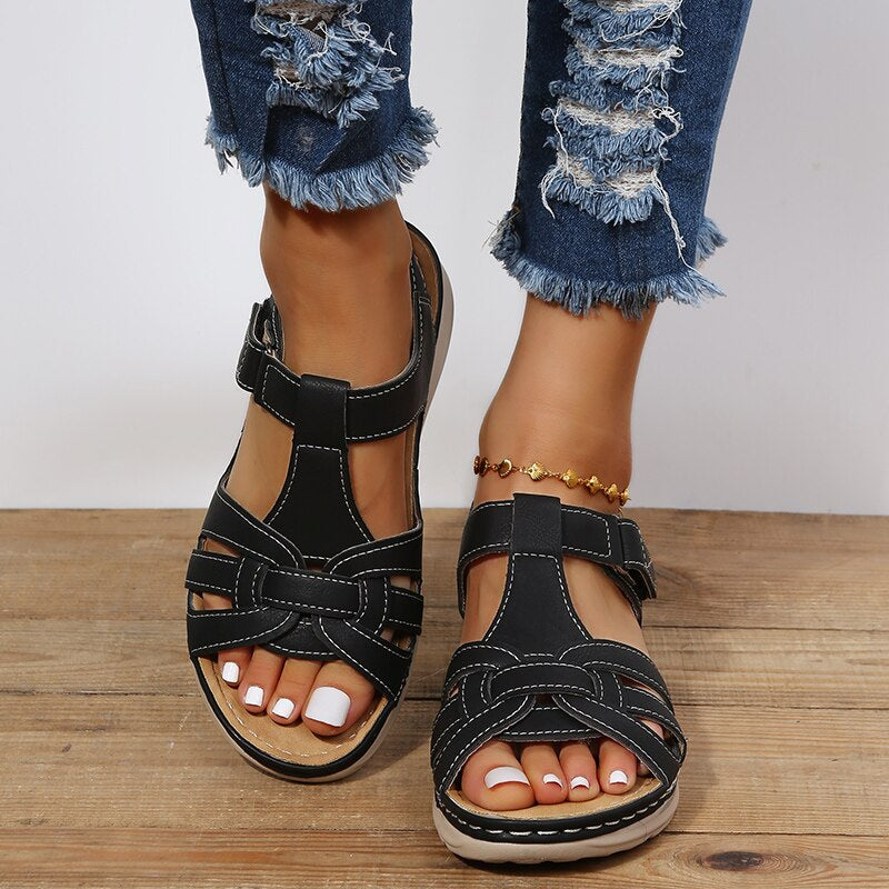 Women's Supportive Walking Sandals – Comfort Fit in Black | Invictora.com