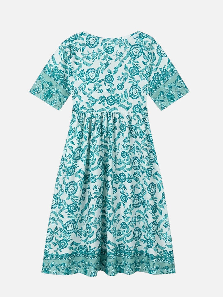 Women's Floral V-Neck Midi Dress - Relaxed Summer Elegance product image | Invictora.com