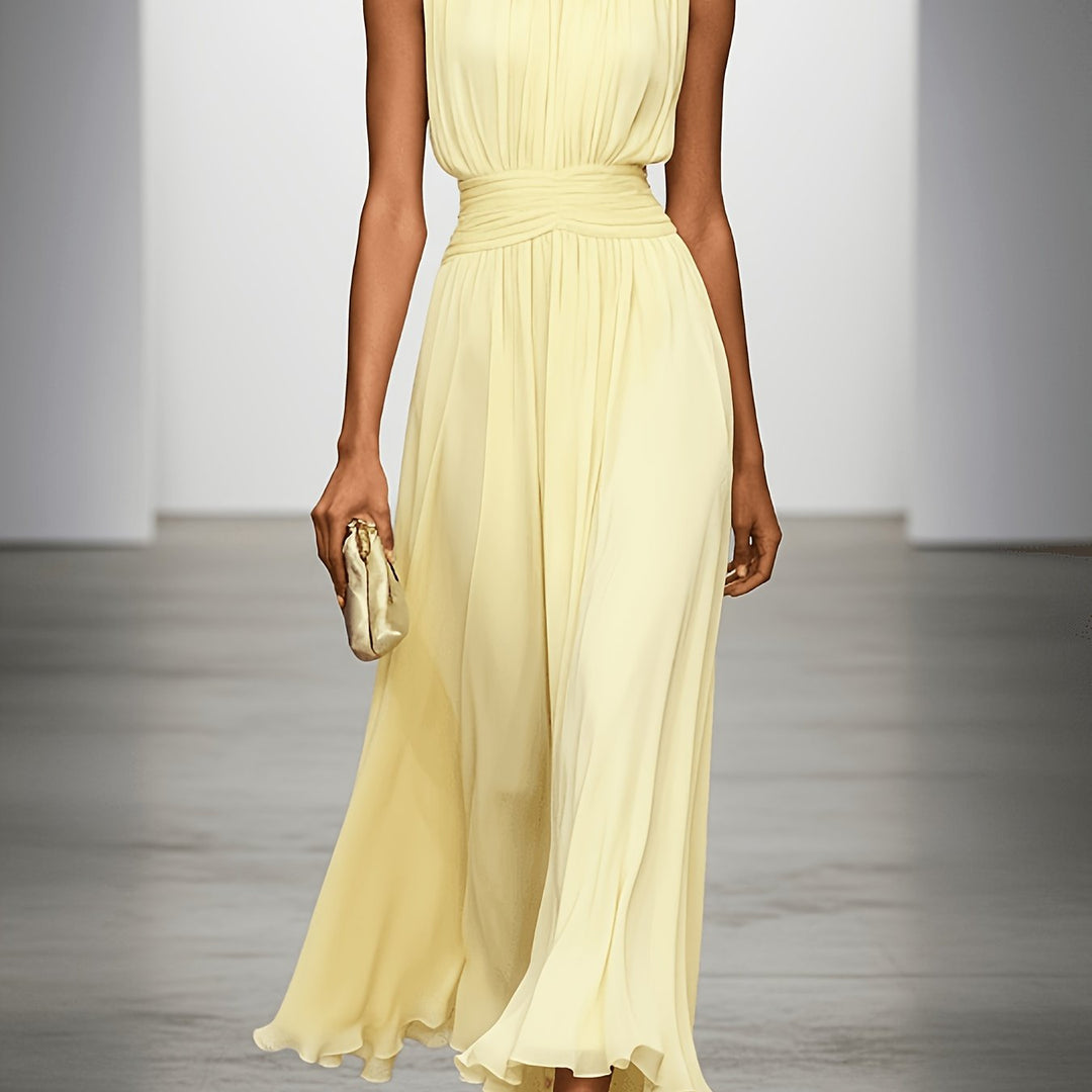 Women's Arabella - Pleated Maxi Wedding Guest Dress With Ruched Waist product image | Invictora.com
