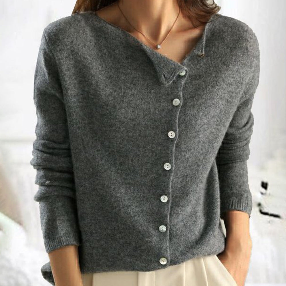 Women's Asymmetric-Button Knit Cardigan